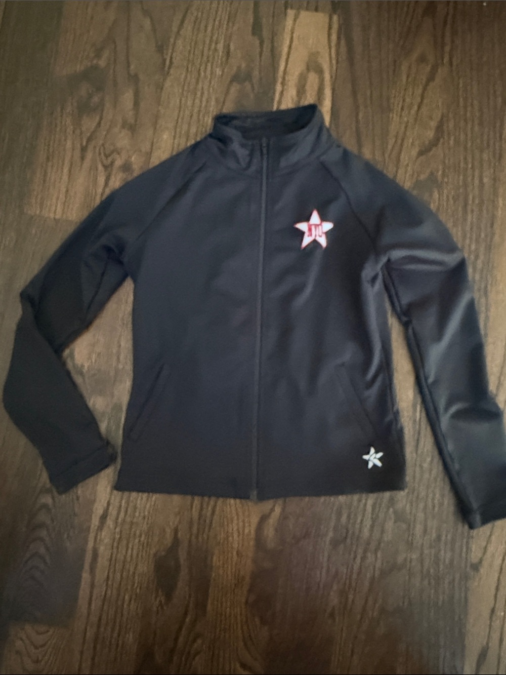 Kids Black Full-Zip Active Jacket with Star Emblems
